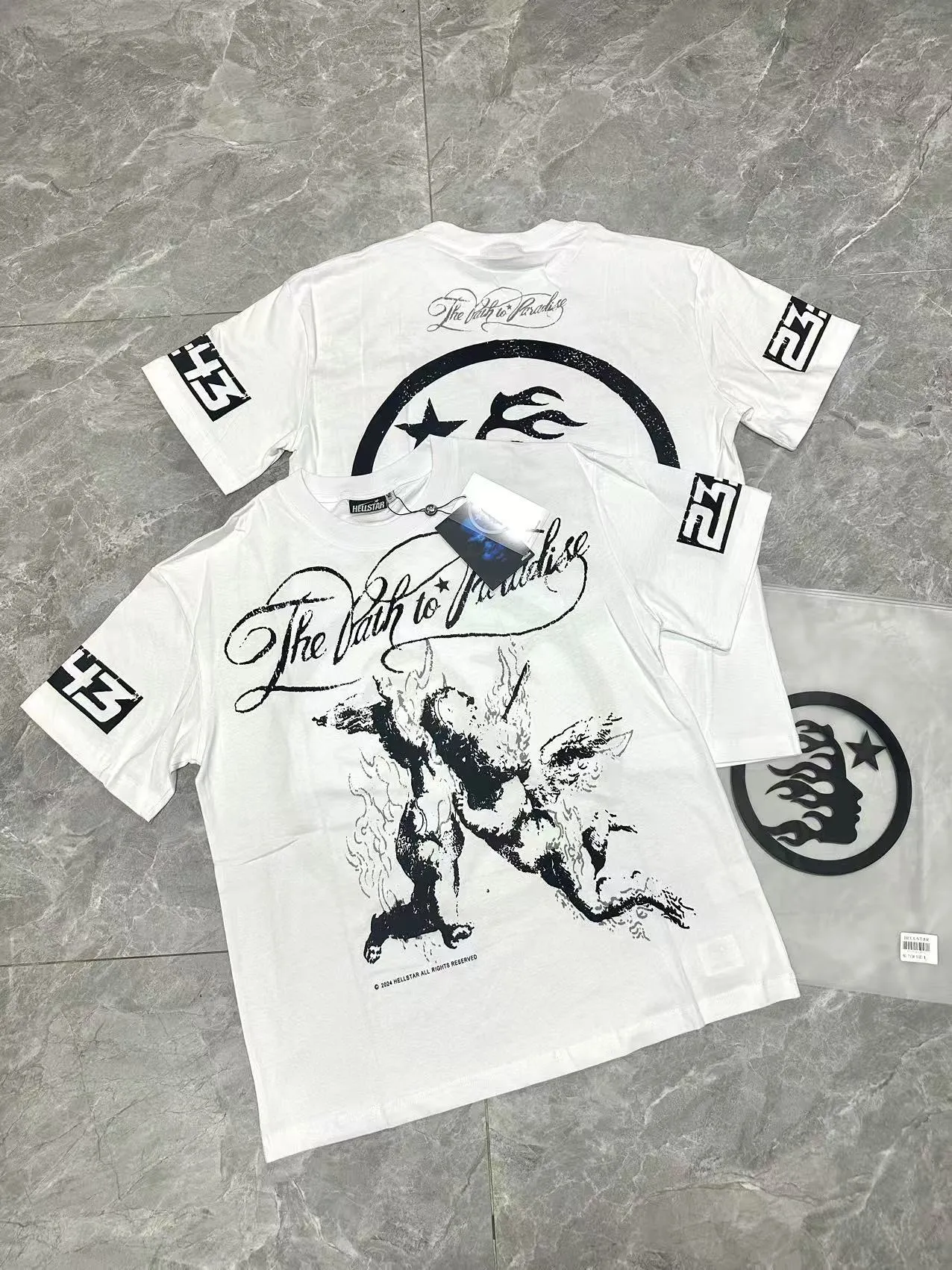 713# /White I P54 In Stock Hellstar 、 T （fabric):32 240 Sizes（size）：S-M- L- X L （colour）： /White
